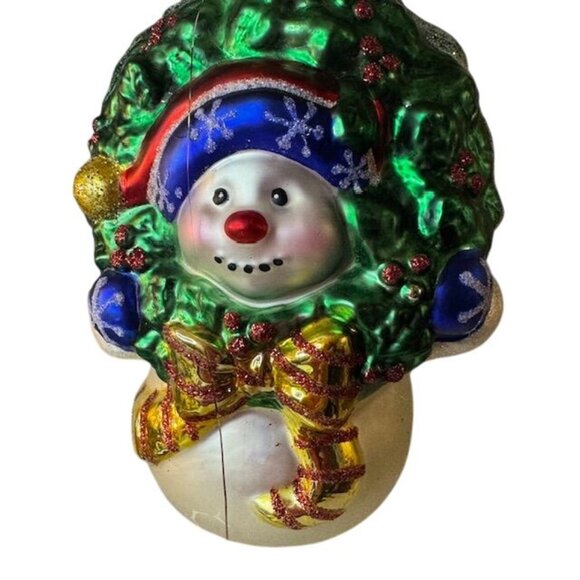 Handcrafted 1999 Brass Key Snowman Glass Christmas Ornament set of 9 - Picture 3 of 9